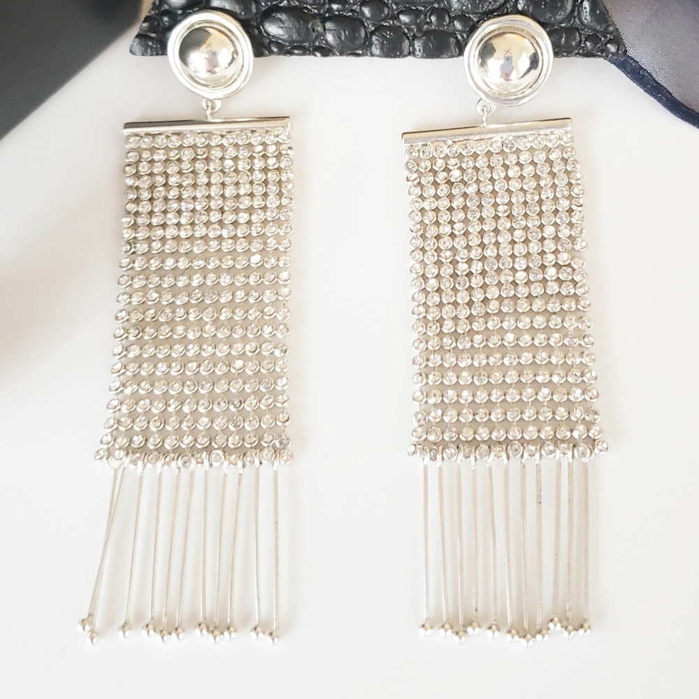 Luv AJ Constantine Crystal Mesh Chainmail Earrings